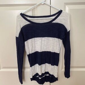 Express Navy White Stripe Slub Knit Sweater XS Lightweight Pullover